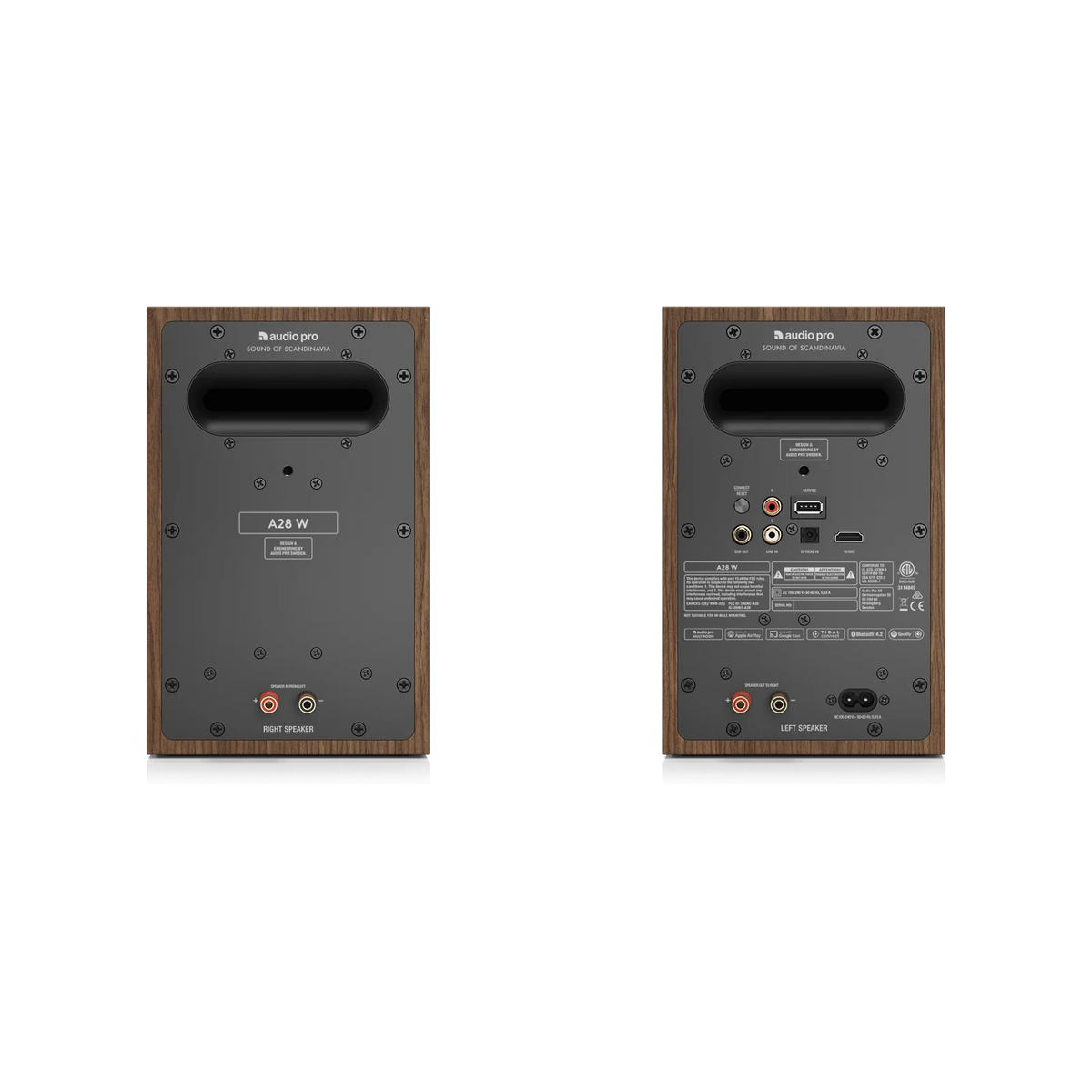 Audio Pro A28 W Active Bookshelf Speakers (1 Pair) - Walnut