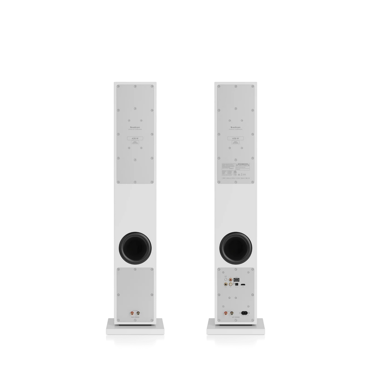 Audio Pro A38 W Active Floorstanding Speakers (1 Pair) - White